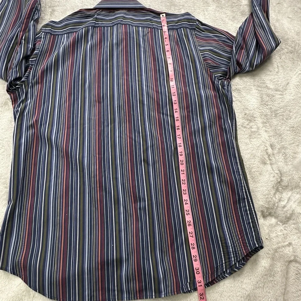 Banana Republic Button-Down Shirt Mens XL Colorful Stripe Blue 100% Cotton Nice!